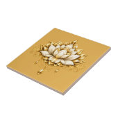 蓮の花 象牙 ゴールド 花柄 壁装飾 タイル (側面)