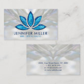 蓮の花 – 青いアゲイト真珠 名刺 (正面/裏面)