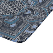 蓮の花-青いクリスタルと銀 カッティングボード (角)