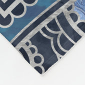 蓮の花-青いクリスタルと銀 フリースブランケット (角)