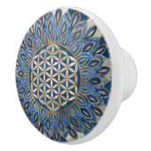 蓮の花 – 青い大理石と真珠 セラミックノブ (右)