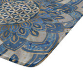 蓮の花-青大理石と真珠 カッティングボード (角)