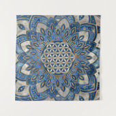 蓮の花-青大理石と真珠 タペストリー (正面(横))