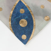 蓮の花-青大理石と真珠 フリースブランケット (角)