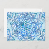 蓮の花 – Gentle Sky Blue ポストカード (正面/裏面)