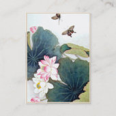 蓮の葉中国のとピンクの花の蝶芸 名刺 (裏面)