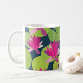 蓮の葉 ピンクの蓮の花 フローラル コーヒーマグカップ
