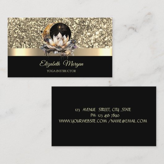 蓮エレガント月天空金ゴールドヨガインストラクター 名刺 (正面/裏面)