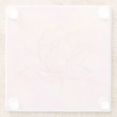 蓮エレガント花イラストレーションライトピンクアート ガラスコースター (裏面)