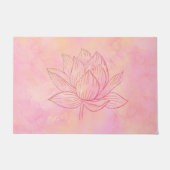 蓮エレガント花イラストレーションライトピンクアート ドアマット (正面)