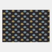 蓮エレガント花ブルーシルバー金ゴールドヨガフラット ラッピングペーパーシート (正面3)