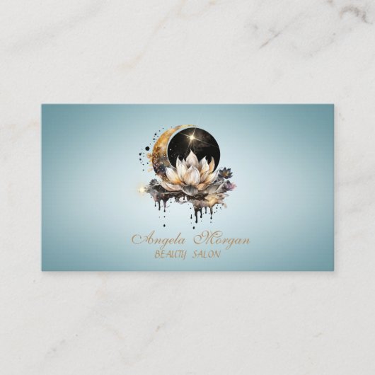 蓮エレガント花ムーンブルー 名刺 (正面)