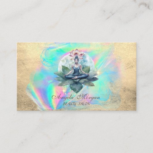 蓮エレガント花ヨガガガールホログラフィー 名刺 (正面)