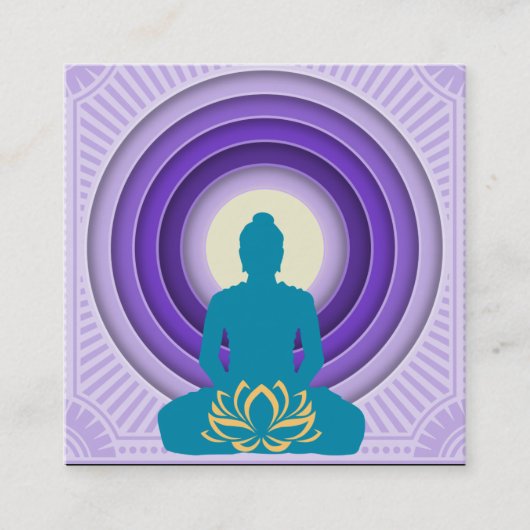 蓮エレガント花ロゴヨガビジネスカード スクエア名刺 (正面)