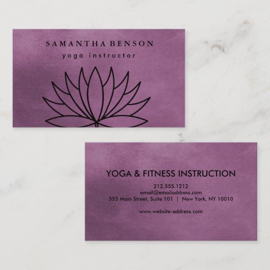 蓮エレガント花ロゴヨガビジネスカード 名刺 (正面/裏面)