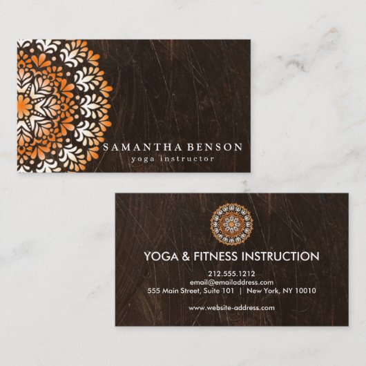 蓮エレガント花ロゴヨガビジネスカード 名刺 (正面/裏面)