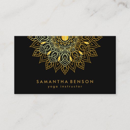 蓮エレガント花ロゴヨガビジネスカード 名刺 (正面)