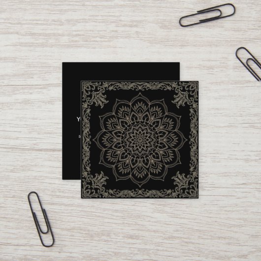 蓮エレガント花ロゴヨガ スクエア名刺 (正面/裏面インサイチュ)