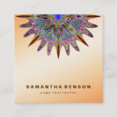 蓮エレガント花ロゴヨガ スクエア名刺 (正面)