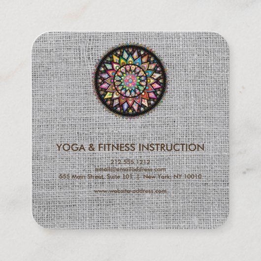 蓮エレガント花ロゴヨガ スクエア名刺 (裏面)