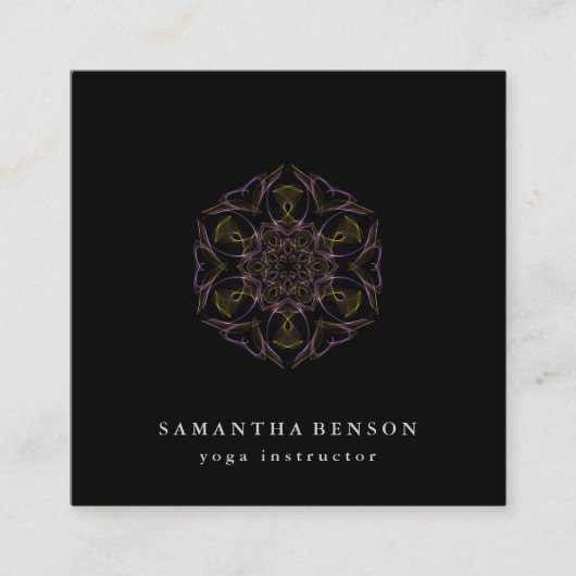 蓮エレガント花ロゴヨガ スクエア名刺 (正面)