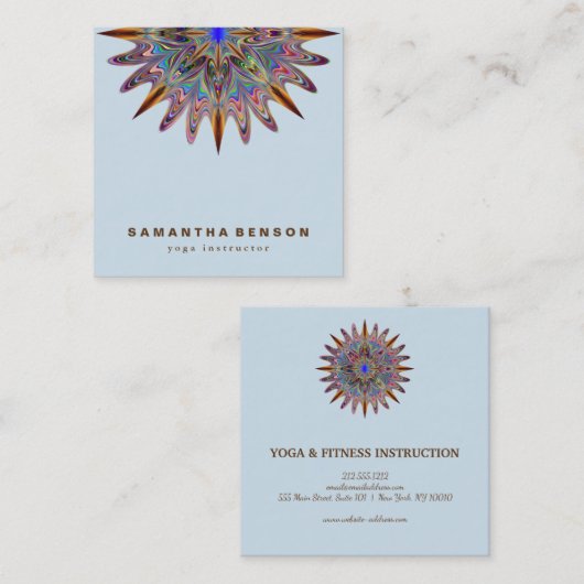 蓮エレガント花ロゴヨガ スクエア名刺 (正面/裏面)