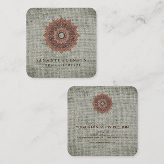 蓮エレガント花ロゴヨガ スクエア名刺 (正面/裏面)