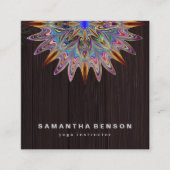 蓮エレガント花ロゴヨガ スクエア名刺 (正面)