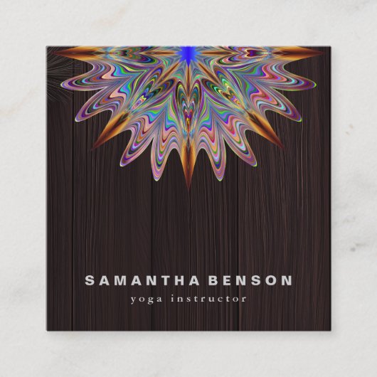 蓮エレガント花ロゴヨガ スクエア名刺 (正面)