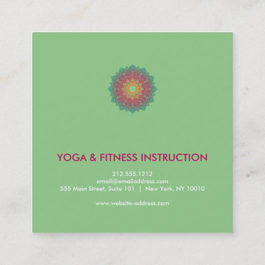 蓮エレガント花ロゴヨガ スクエア名刺 (裏面)