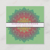 蓮エレガント花ロゴヨガ スクエア名刺 (正面)