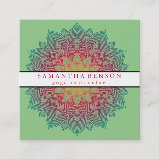 蓮エレガント花ロゴヨガ スクエア名刺 (正面)