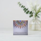 蓮エレガント花ロゴヨガ スクエア名刺 (スタンド正面)