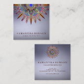 蓮エレガント花ロゴヨガ スクエア名刺 (正面/裏面)