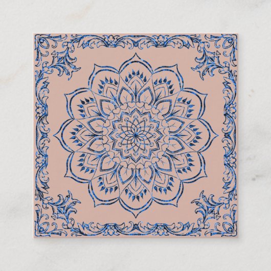 蓮エレガント花ロゴヨガ スクエア名刺 (正面)