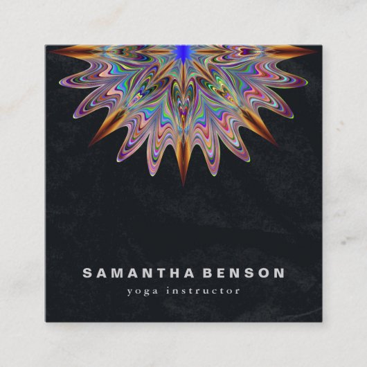 蓮エレガント花ロゴヨガ スクエア名刺 (正面)