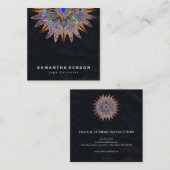 蓮エレガント花ロゴヨガ スクエア名刺 (正面/裏面)