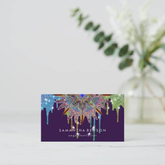 蓮エレガント花ロゴヨガ 名刺 (スタンド正面)