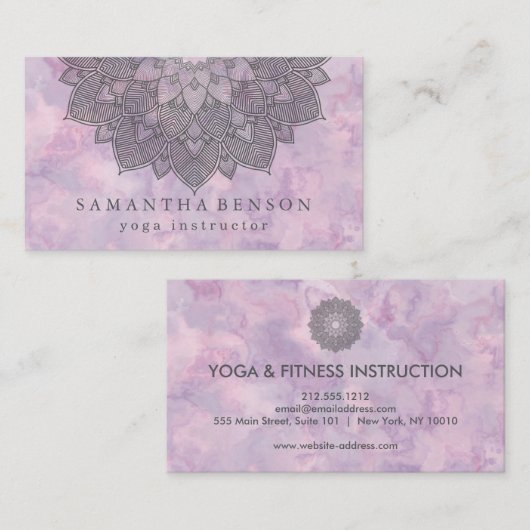 蓮エレガント花ロゴヨガ 名刺 (正面/裏面)