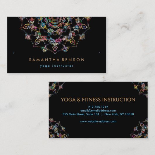 蓮エレガント花ロゴヨガ 名刺 (正面/裏面)