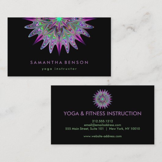 蓮エレガント花ロゴヨガ 名刺 (正面/裏面)