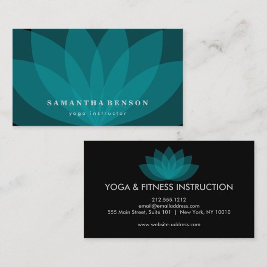 蓮エレガント花ロゴヨガ 名刺 (正面/裏面)