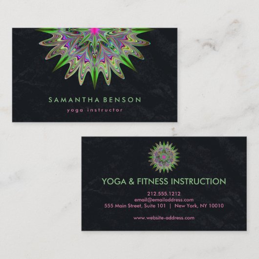 蓮エレガント花ロゴヨガ 名刺 (正面/裏面)