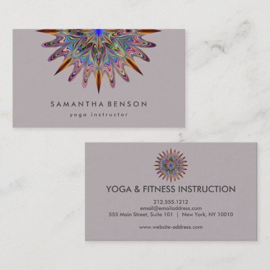 蓮エレガント花ロゴヨガ 名刺 (正面/裏面)