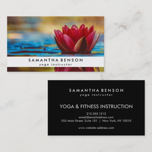 蓮エレガント花ロゴヨガ 名刺 (正面/裏面)