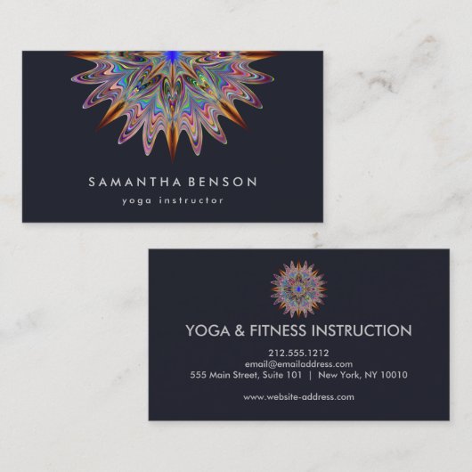 蓮エレガント花ロゴヨガ 名刺 (正面/裏面)