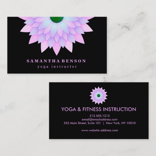 蓮エレガント花ロゴヨガ 名刺 (正面/裏面)