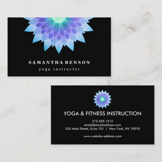 蓮エレガント花ロゴヨガ 名刺 (正面/裏面)