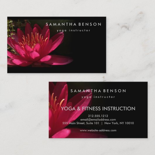蓮エレガント花ロゴヨガ 名刺 (正面/裏面)