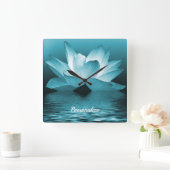 蓮エレガント花海禅ヨガ瞑想 スクエア壁時計 (ホーム)